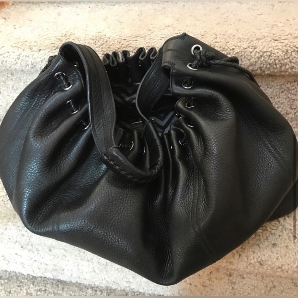 EUC 7 For All Mankind Black Leather Shoulder Bag